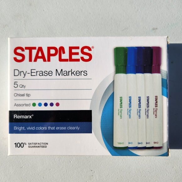 NEW Staples Dry Erase Markers 15 Count Chisel Tip Assorted Colors School Classro - Picture 6 of 10